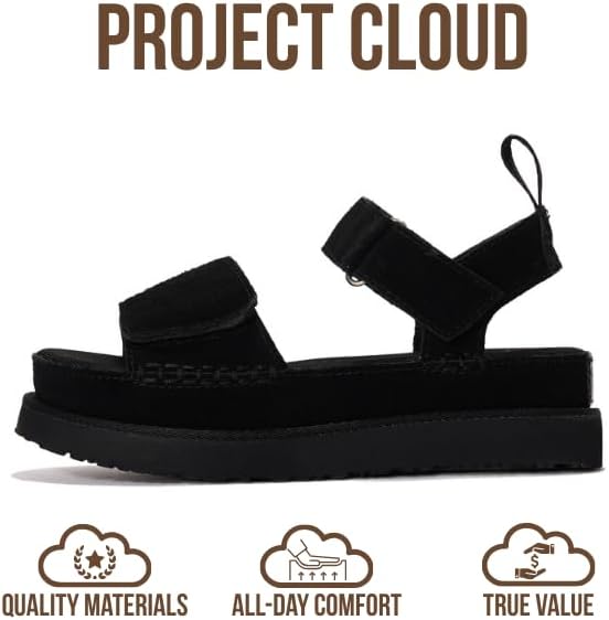 Project Cloud 100% Genuine Leather Platform Sandals For Women - Memory Foam Insole Slip Resistant Chunky Womens Sandals with adjustable straps - Wedge Sandals for Women 2026 (Bronzestar) - Image 2