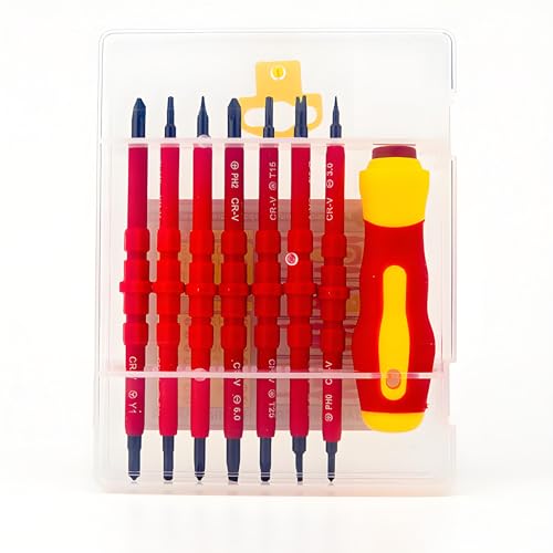 Image of Insulated Screwdriver Set for Electricians - Ergonomic Handle, Magnetized Tips, Durable for Electrical Work, Receptacle & Outlet Screwdriver, Multi-Tool (8 in1)