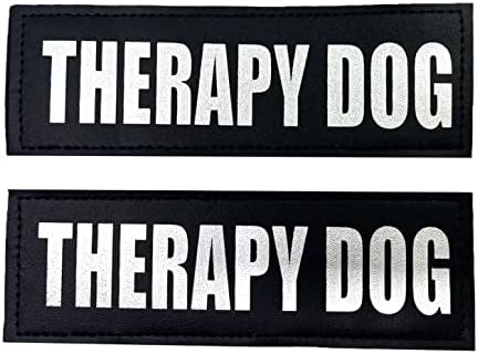 Albcorp Reflective Therapy Dog Patches with Hook Backing for Service Animal Vests/Harnesses Large (6 X 2) Inch