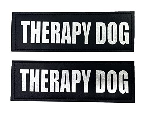 Albcorp Reflective Therapy Dog Patches with Hook Backing for Service Animal Vests/Harnesses Medium (5 X 1.5) Inch