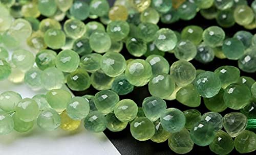 Prehnite naturelle en briolettes oignon facettées de 9-10mm pour création de bijoux DIY