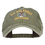 E4hats US Air Force Veteran Military Embroidered Washed Cap - Olive OSFM
