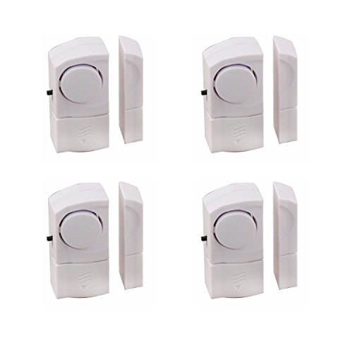 Vetech ALAM4 Senza Fili, Mini sensori Porte e finestre, Campanello 2-in-1, Sistema di Allarme e Sicurezza per Casa, Negozio, Ufficio, Garage (4 Pezzi), Bianco, 140 unità