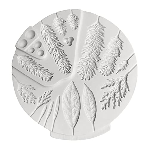 Yisawroy Weihnachts-Stechpalmenblatt-Form Weihnachten Tannenzapfen Fondant Form Stechpalmenbeere Tannenzapfen Silikon Kuchen Cupcake Dekorieren Form Blatt Fondant Formen Silikon für Kuchen Dekorieren Cover