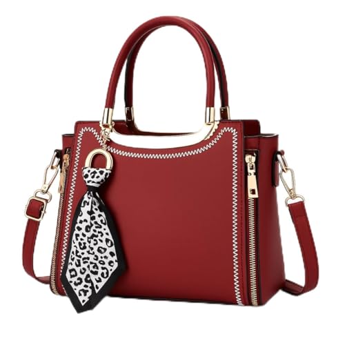 ALWY Bolsa Feminina Média De Couro Sintético Sofisticada Passeio, Transversal (Vermelho)
