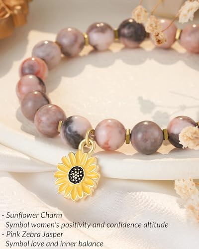 𝗦𝘂𝗻𝗳𝗹𝗼𝘄𝗲𝗿 𝗚𝗶𝗳𝘁𝘀 𝗳𝗼𝗿 𝗪𝗼𝗺𝗲𝗻, Sunflower Bracelet Jewelry 𝗖𝗵𝗿𝗶𝘀𝘁𝗺𝗮𝘀 Birthday Inspirational Gifts for Women Friends Daughter Niece Granddaughter Adults4