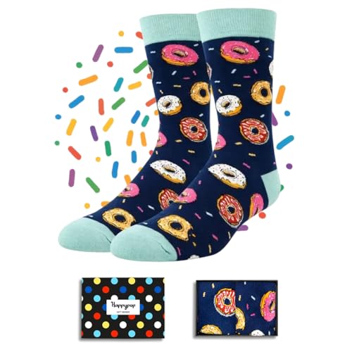 HAPPYPOP Funny Donut Socks for Men - Crazy Novelty Silly Socks for Teen Boys Donut Gifts Cool Stocking Stuffers