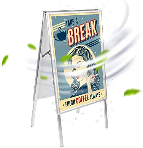 Pavement Display Double Sided Board, Aluminum Alloy A1 Advertising Board Poster Outdoor Holder Stand for Outdoor Shop Sales Promotion Advertising Waterproof Covering Easy Portable Poster Holder