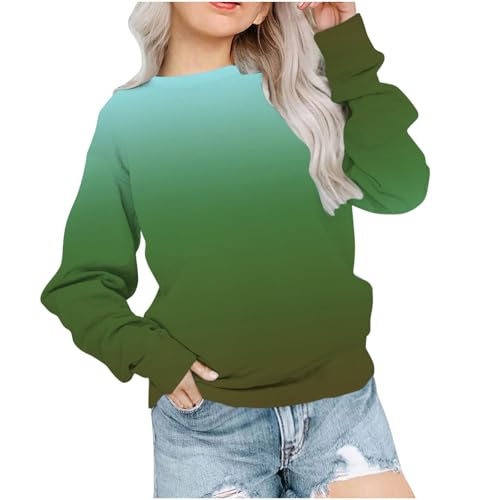Girls Oversized Crewneck Sweatshirts Long Sleeve Gradient Shirts Casual Pullover Tops Teen Preppy Clothes 1-12T