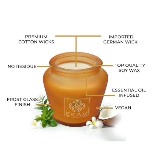 Image of EKAM Scented Frost Glass Lampshade Candle | Temple Bloom Scented Candle | Luxury Fragrances| Ideal for Home Decor, Aromatherapy & Gifting | 22 Hours Burn time |114 g