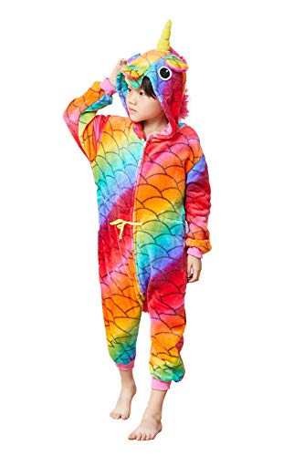 Comfy New Unicorn Onesie Fish Scale Animal Pajamas Cosplay Costume One Piece Birthday Gift 4-6 Years