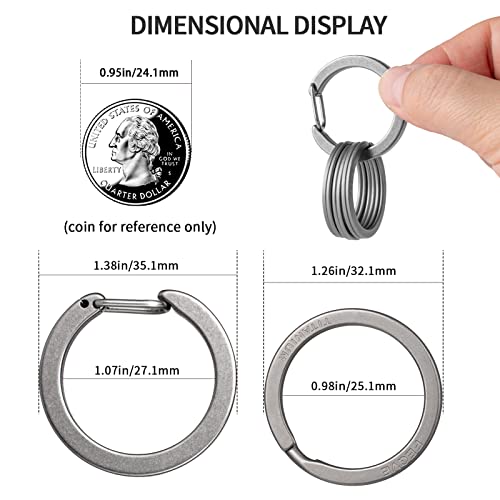 Image of TISUR Titanium Keychain Rings,Carabiner Dog Tag Key Chain Rings