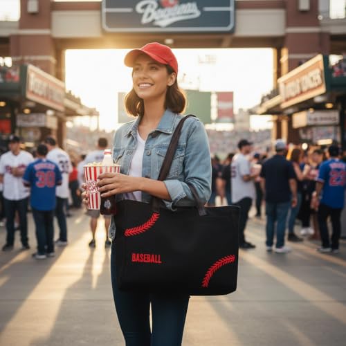 Bolsa Tote de Lona Baseball Mom Negro XL miniatura 2