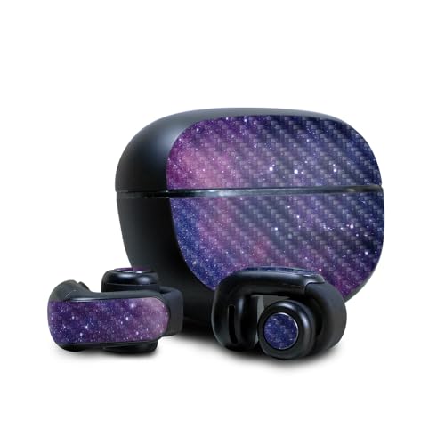 Image of Carbon Fiber Skin Compatible with Bose Ultra Open Earbuds - Violet Stars - Premium 3M Vinyl Protective Wrap Decal Cover - Easy to Apply | Crafted in The USA by MightySkins