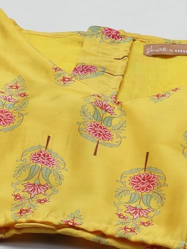 Image of Chanderi Poly Silk Crop Top /Anarkali Skirt Lehenga Choli Set