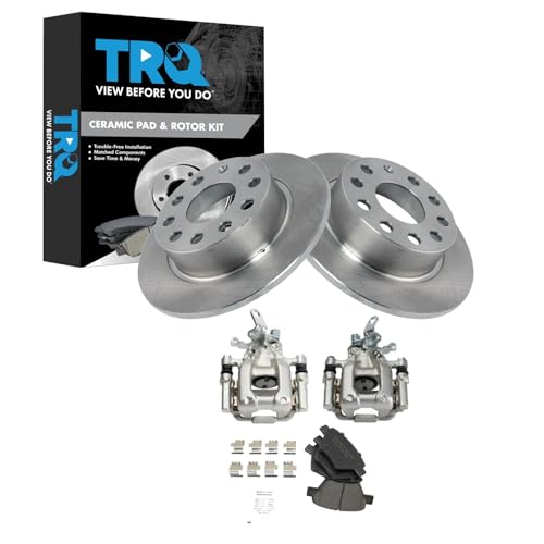 Image of TRQ Rear Brake Pad & Rotor Kit Ceramic Compatible with 2011-2013 Audi A3 2013 Volkswagen Beetle GTI 2012-2013 Jetta
