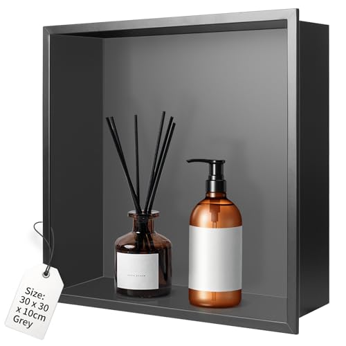DBREAKS Wandnische Dusche Edelstahl, 30 * 30 * 10cm Duschnische, Grau...
