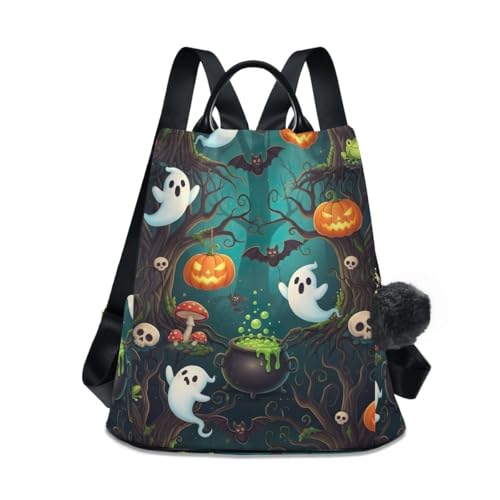 Sac à dos voyage femme à pompons et imprimé fantômes mignons de randonnée