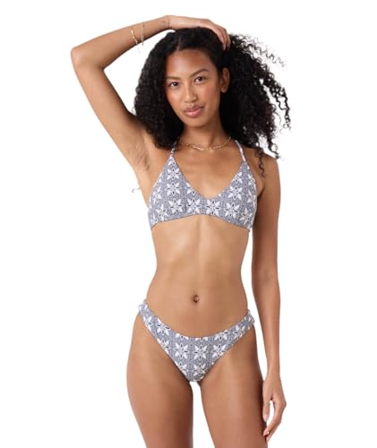 Roxy Womens Athletic Triangle Top & Cheeky Scoop Bottom Bikini Set Quick-Dry UPF 50+ Adjustable Supportive Mood Indigo Multi Medium