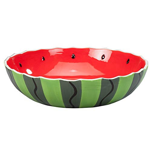 Fox Valley Traders Watermelon Serving Bowl by William Roberts, 12&rdquo; Ceramic Serving Dish, Microwave Safe