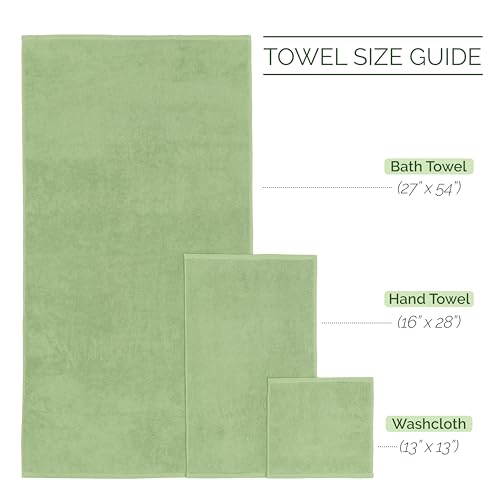 Image of Elegant Comfort 100% Turkish Cotton Corduroy Ribbed Luxury Bath Towels 6-Piece Set, Premium Feel - Quick Dry, Highly Absorbent, Contains 2 Bath Towels, 2 Hand Towels, and 2 Washcloths, Sage