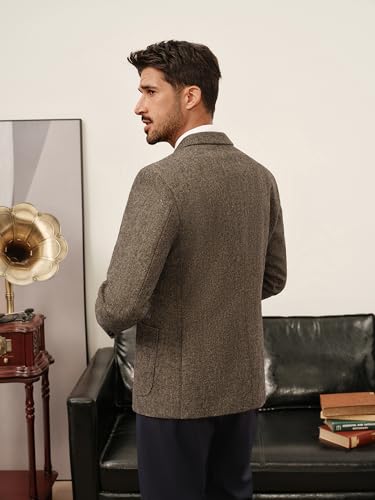 PJ PAUL JONES Mens Tweed Blazer Wool Sport Coat Two Button Peak Lapel Vintage Suit Jackets4