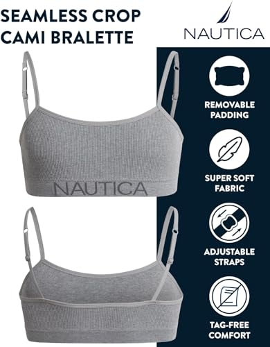 Nautica Girls Training Bra - 3 Pack/6 Pack Seamless Padded Bralette Underwear for Girls with Removable Pads (Sizes: S-XL)2