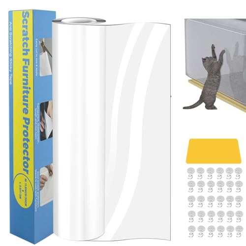 Lovcoyo Kratzschutz Katze Tape, 30CM*500CM Anti Kratz Folie für Katzen,Katze Kratzschutzfolie Kratzfesten Schutzfolie für Sofa Wand Tür und Möbel,...