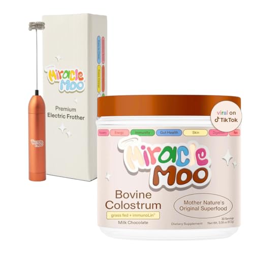Image of MIRACLE MOO Colostrum Supplement Chocolate Flavored + Electric Frother