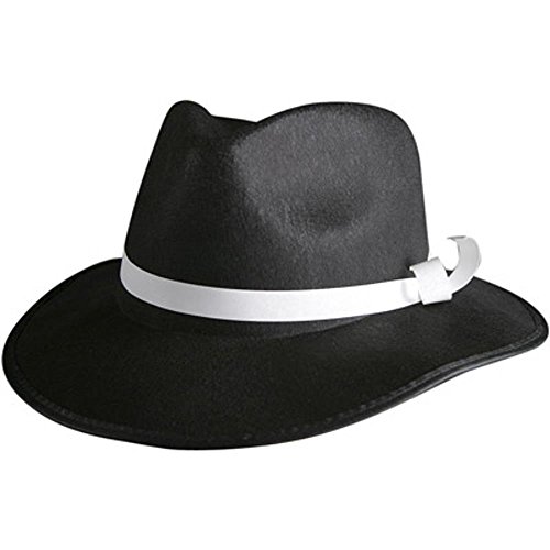 Adult Black Felt Gangster Hat (Size:Small)
