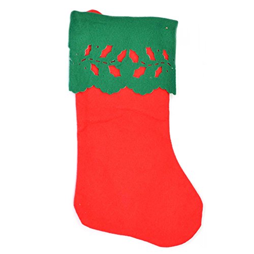 Gifts 4 All Occasions Limited SHATCHI Traditional 46cm Santa Stocking Sack Xmas Gifts Presents Bag Christmas Accessory Decorations Toys Sweets, Red/Green