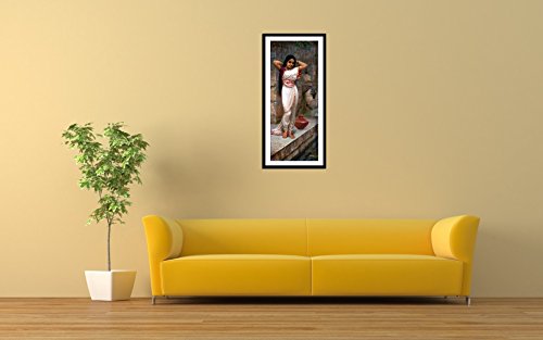 Image of Tallenge Lady Adjusting Hair After Bath by Raja Ravi Varma Small Poster Paper Framed (18 x 7 inches)