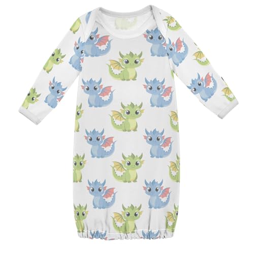 Baby Girls Boys Sleeper Gown Cotton Nightgown Long Sleeve, Baby Nightdress Sleeping Clothes for Newborn 0-12 Months