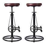 Rustic Swivel Adjustable Bike Stool-29-37' Kitchen Counter Bar Height-Set of 2 Industrial Farmhouse...
