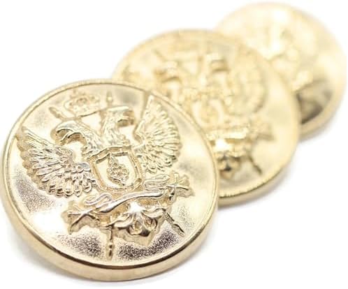 Gold Metal Shank Buttons - 12 Pcs - 3 Size Options - Twin Eagle Round Metal Shank Buttons for Men Women Blazer Coat Uniform Shirt Suit and Jacket Sewing Craft DIY N3402 image 5