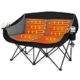 Heated Cushion or Blanket may Overheat and Melt - Armor All 12V Heated Seat & Backrest Cushions 7 DasEpic Heated Double Camping Chair - Oversized Padded Loveseat for Adults