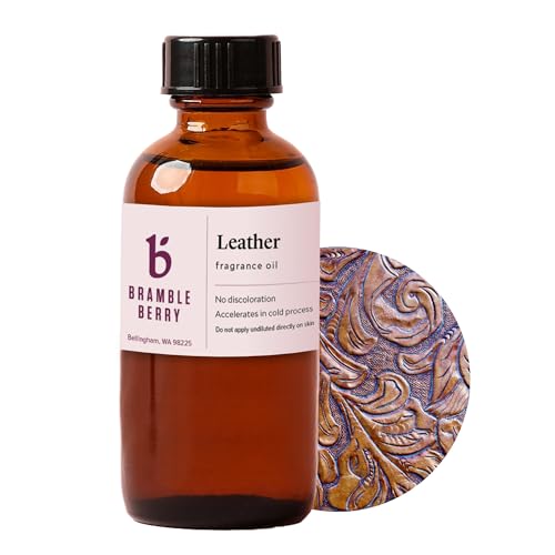 Bramble Berry Leather Fragrance Oil 2 oz | Classic Aged Leather Scent for Soap Making Candles Lotion Bath Bombs & Perfume | Skin Safe Vegan Paraben & Phthalate Free DIY Craft Essential