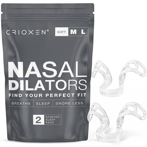 CRIOXEN Nasal Dilators for Breathing Sleeping - Reusable Internal Nostril Nose Opener, Anti Snoring Device Maximum Nasal Airflow Support Comfortable Fit for Congestion 2 Pack Soft M/L