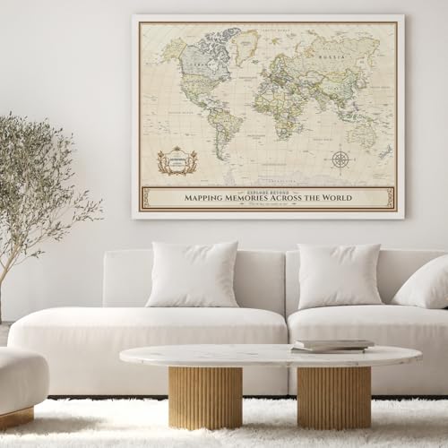 Image of DECORARTS - Oversized Colorful World Map Art Canvas Wall Art, Extra Large Classic Maps for Wall Decor, Gallery Statement, Hand-Stretched Giclee Print, Handcrafted in USA, 40x30''