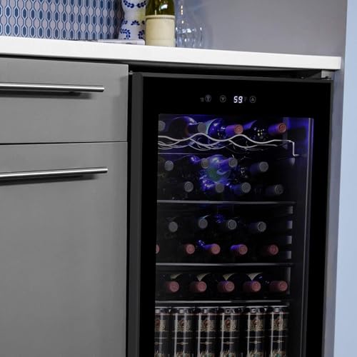 Image of Antarctic Star 36 Bottle Wine Cooler /Cabinet BeverageRefrigerator Small Mini Wine Cellar Beer Soda Bar Fridge Quiet Operation Compressor Adjust Temperature Freestanding Black, 4.4 Cu. ft
