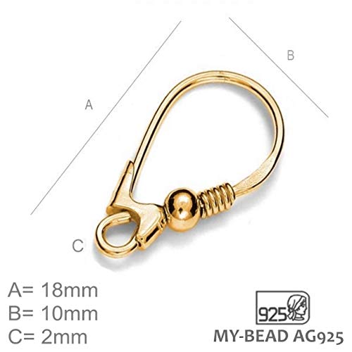 DIY925 5 Paar Damen Ohrhänger Brisuren gold 18mm 925 Sterling Silber 24K vergoldet für die Schmuckherstellung DIY