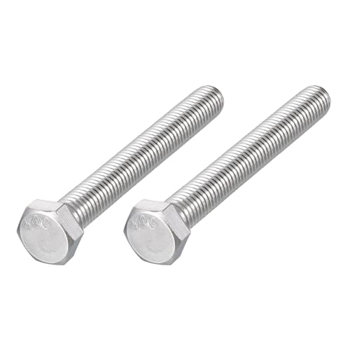 Image of METALLIXITY Hex Head Bolts (1 /2-13 x 5-1 /2 inch) 2Pcs, 304 Stainless Steel 18-8, Fully Threaded, External Hex Drive, Plain Finish, Hex Head Screw Bolt, Silver