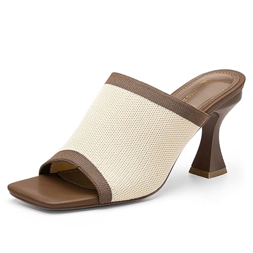 Mousse Fit Women Minimalist Square Toe Heeled Sandals, Women Sandal Shoes with Stiletto Heel