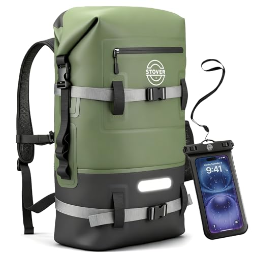 STOVER-51025304055L-Waterproof-Dry-Bag-Roll-Top-Backpack-wPhone-Case-Kayaking-Hiking-Camping-Boating-MenWomen STOVER 5/10/25/30/40/55L Waterproof Dry Bag- Roll-Top Backpack w/Phone Case- Kayaking, Hiking, Camping, Boating- Men/Women - Image 1
