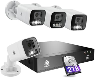 5MP PoE Security Camera Kit, 4X 5MP Outdoor Surveillance IP Camer...