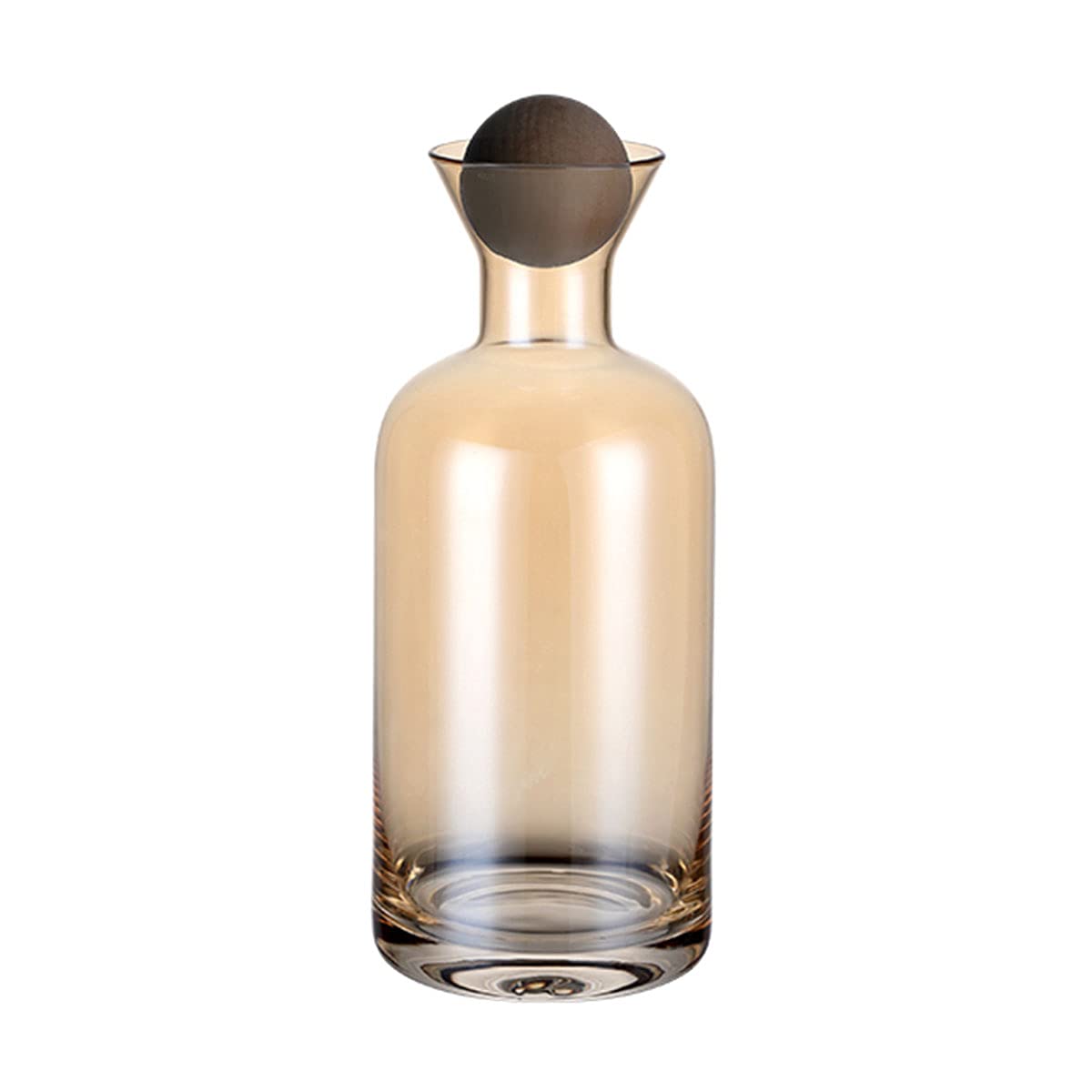 Sizikato Jarra de agua de cristal transparente de 36 onzas con tapa esférica de madera