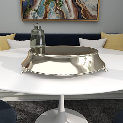 Deco 79 Traditional Stainless Steel Round Cake Stand, 18" X 18" X 4", Silver #TOP4