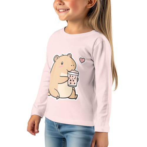 Image of Girls Cartoon Print Long Sleeve Graphic Tee Casual Crew Neck T-Shirts for 3-16 Years Little Girls