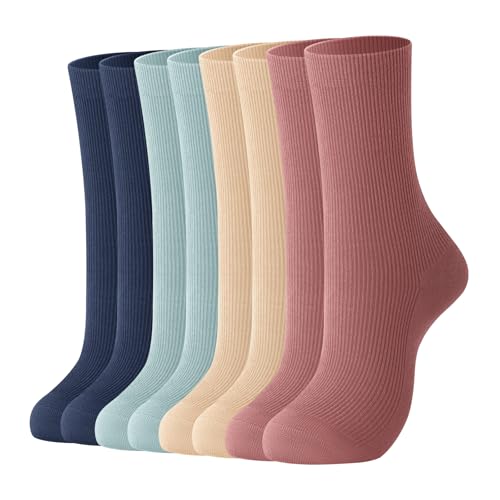 Image of J-BOX 10 pairs Crew Socks for Women Knit Ribbed Cotton Socks Running Athletic