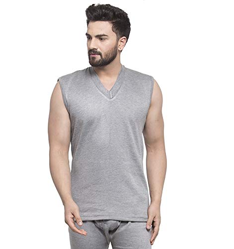 Image of UZARUS Men's Sleeveless Solid V Neck Thermal TOP